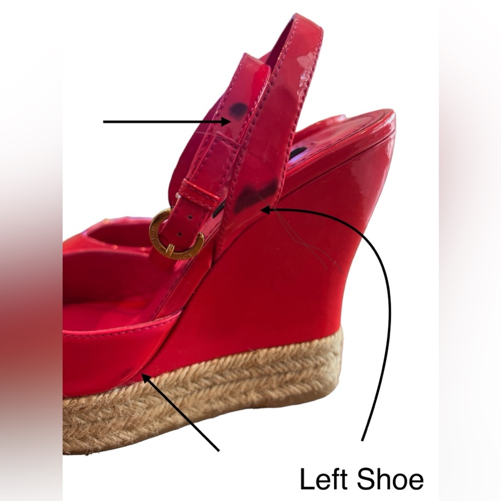 LOUIS VUITTON Monogram Vernis Wedge Sandals Rose Pop 36 - Picture 2 of 15